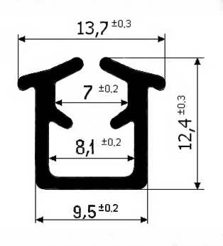 FRK 35 резиновый уплотнитель U-образный, (1к.-150пог.м)
