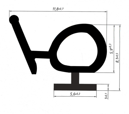 9GO/42 Резиновый уплотнитель жесткая ножка (300м)