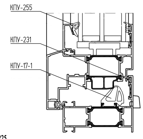 КПУ 17-1 Среднее уплотнение окон КПТ70