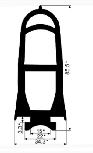 Уплотнитель секционных ворот нижний 85х34 резиновый