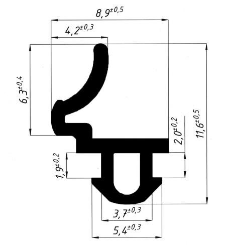 KBE 227 уплотнитель притворный 