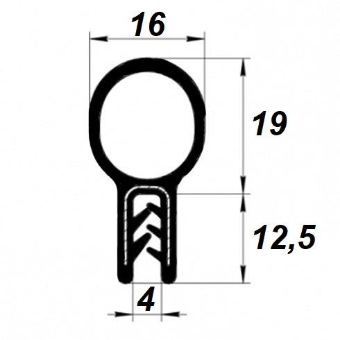 РКИ- 168 уплотнитель капота самозажимной армированный металлом