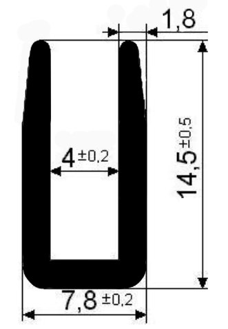 П-образный уплотнитель 4мм 7,8х14,5