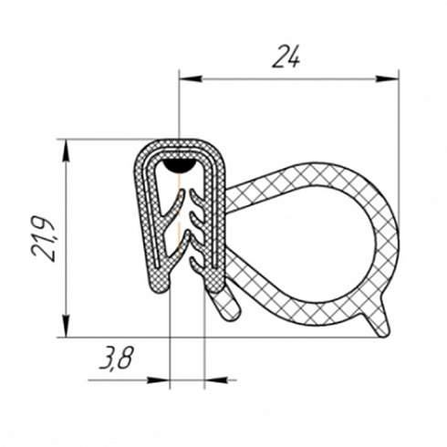 самозажимной торцевой уплотнитель двери 24х21,9 рул=50м.п.