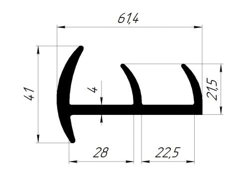 уплотнитель задних ворот автофургона 60 мм (2-х лепестковый)