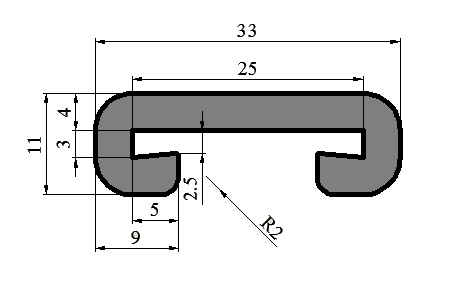 Поручень ПВХ накладка на поручень 25х3 мм, цвет серый