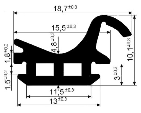 REG 037 средний уплотнитель окна межкамерный (100м)	