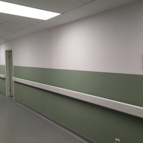 Отбойник-поручень на алюминиевом каркасе с амортизатором 140*4000 мм