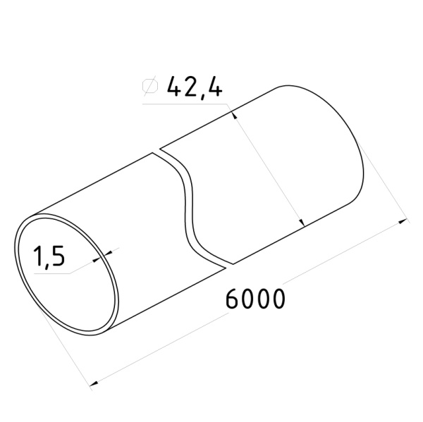 Труба для поручня круглая нержавеющая Ø42.4x1.5х6000 мм, полированная