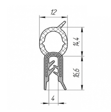 РКИ-11 уплотнитель армированный металлом (уплотнитель багажника)