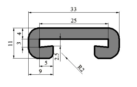 Поручень ПВХ накладка на поручень 25х3 мм, цвет серый