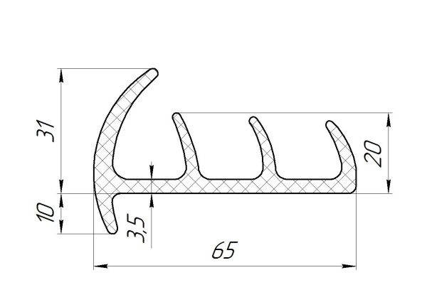 уплотнитель для фургона 60 мм