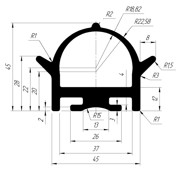 Нижнее уплотнение для секционных ворот