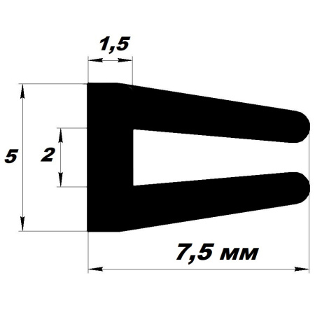 УС- 01-02 П-образный уплотнитель для стекла толщиной 2-3 мм