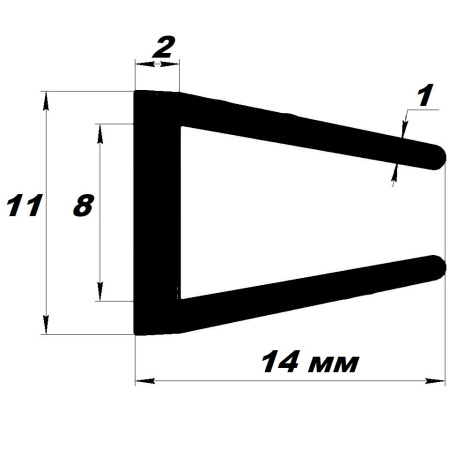 УС- 01-08 п образный уплотнитель для стекла 8мм